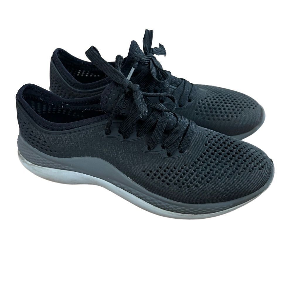 Crocs Athletic Sneakers Black Grey White Pacer Lightweight Comfort Active